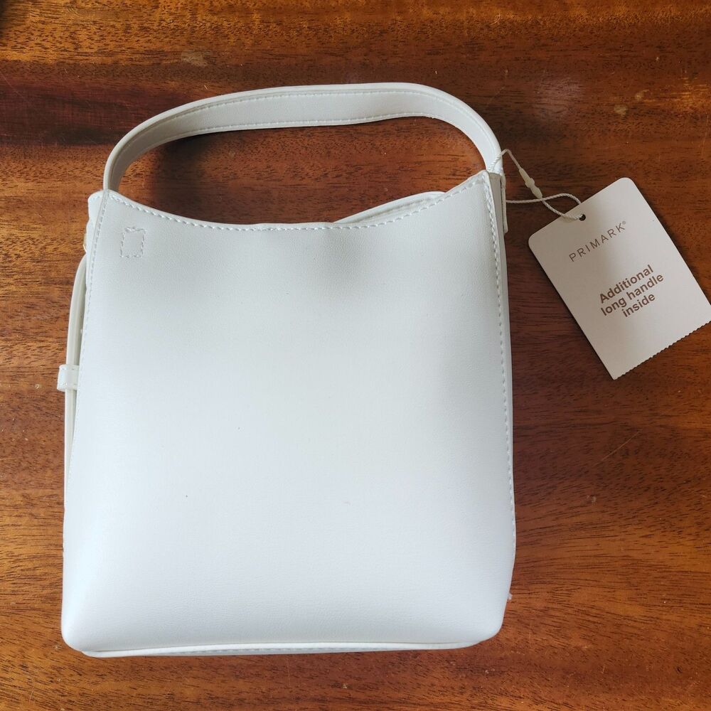 Primark White Faux Leather Mini Handbag Shoulder Bag Crossbody Strap NWTs
